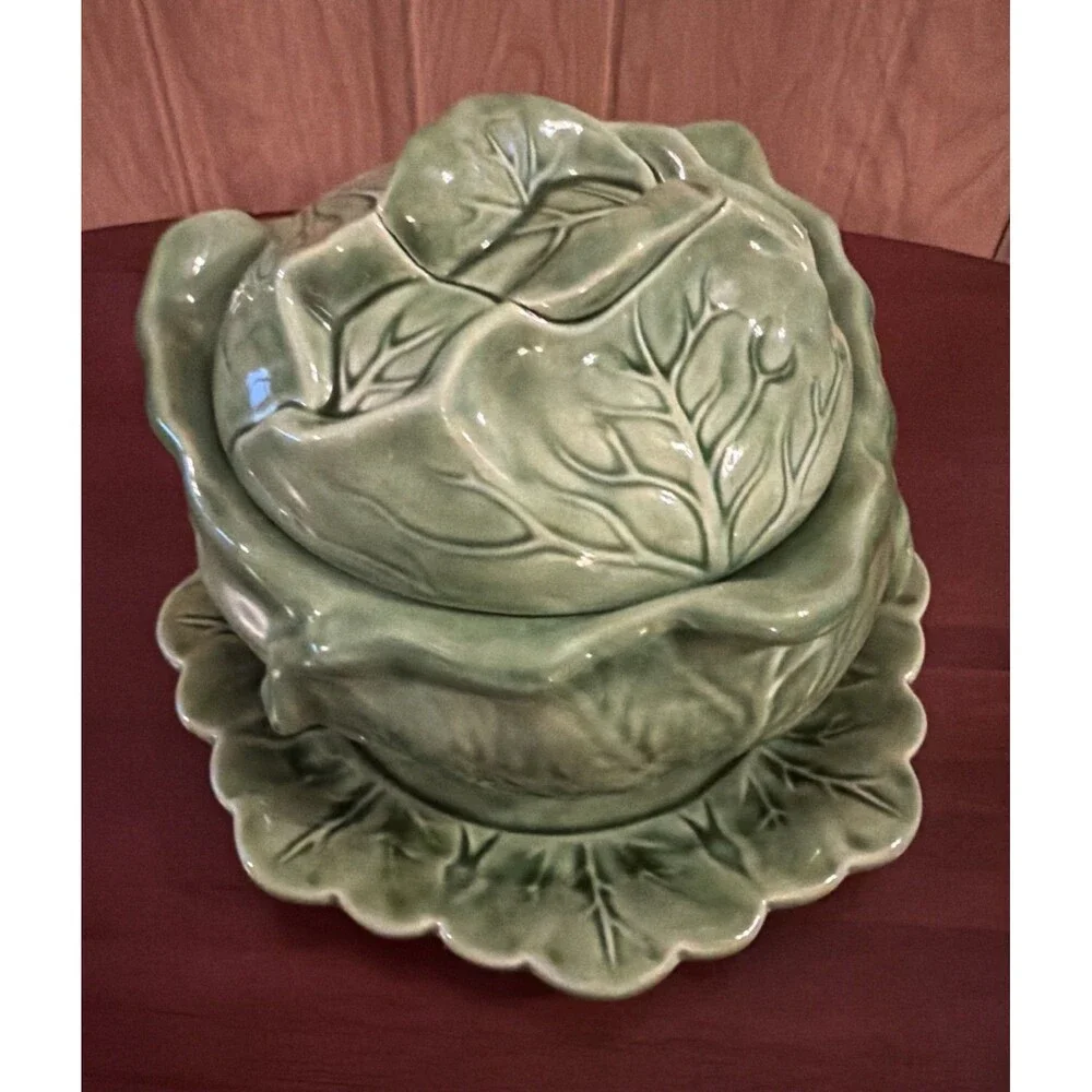 Vintage Holland Mold Cabbage Soup Tureen w Underplate.  Cottage Core. 3 Pc. EUC!